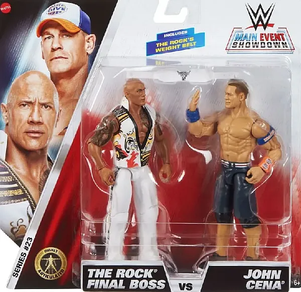 WWE MAIN EVENT SHOWDOWN ACTION FIGURES - THE ROCK FINAL BOSS VS JOHN CENA 2-PACK 15 CM